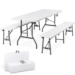 Folding Table Set with 2 Benches, 6 FT